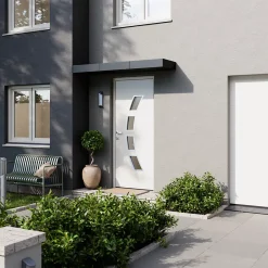 Fortia Porte d'entrée acier blanc RAL 9003 Valtos 96 x h.218 cm poussant droit- Porte D'Entrée