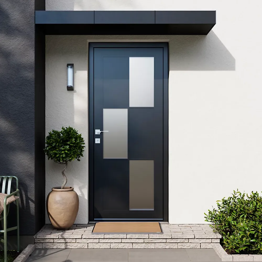 Fortia Porte d'entrée acier gris RAL 7016 Jesolo 96 x h.218 cm poussant droit- Porte D'Entrée