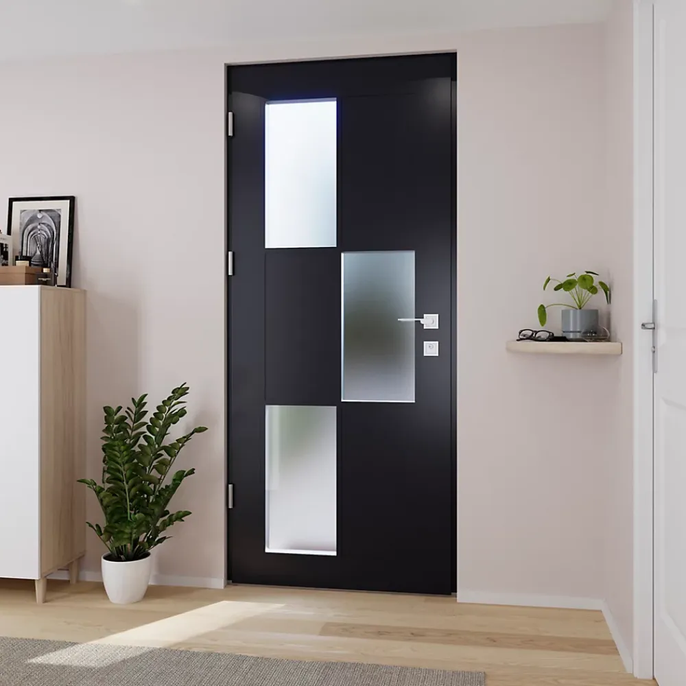 Fortia Porte d'entrée acier gris RAL 7016 Jesolo 96 x h.218 cm poussant droit- Porte D'Entrée