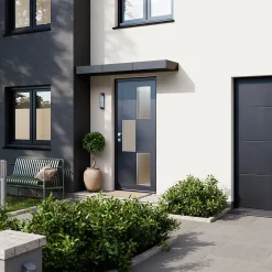 Fortia Porte d'entrée acier gris RAL 7016 Jesolo 96 x h.218 cm poussant droit- Porte D'Entrée