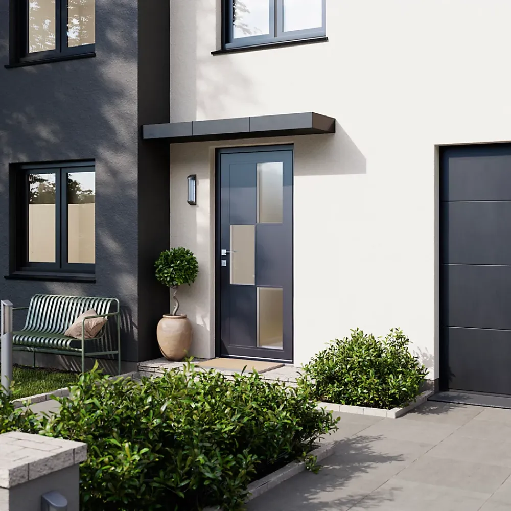 Fortia Porte d'entrée acier gris RAL 7016 Jesolo 96 x h.218 cm poussant droit- Porte D'Entrée