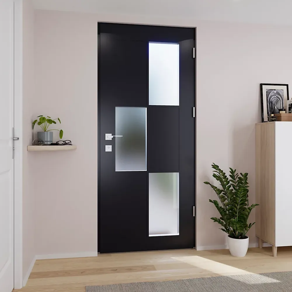 Fortia Porte d'entrée acier gris RAL 7016 Jesolo 96 x h.218 cm poussant droit- Porte D'Entrée