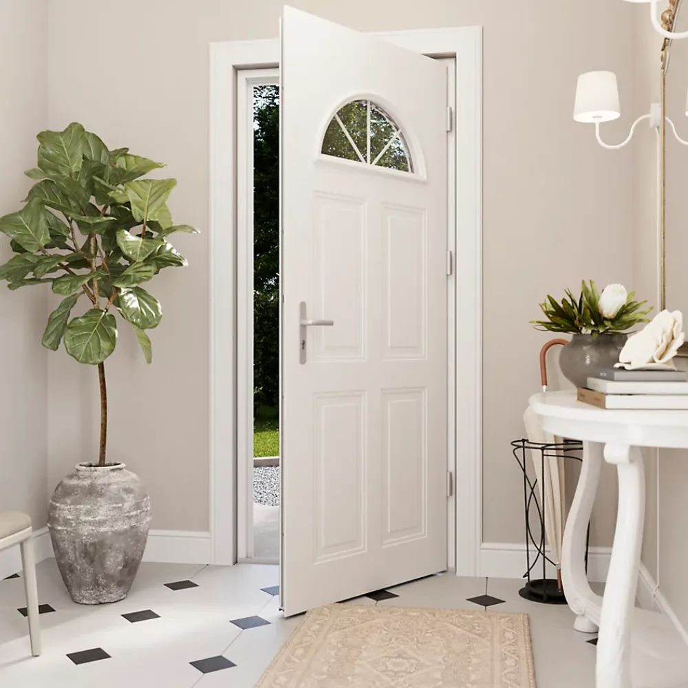 Fortia Porte d'entrée acier blanc RAL 9003 Isabela 96 x h.218 cm poussant gauche- Porte D'Entrée