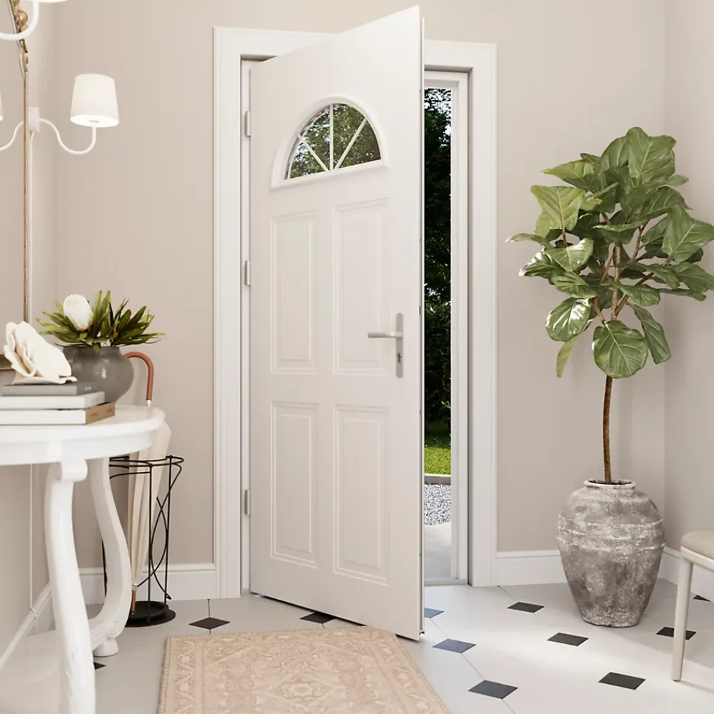 Fortia Porte d'entrée acier blanc RAL 9003 Isabela 96 x h.218 cm poussant droit- Porte D'Entrée