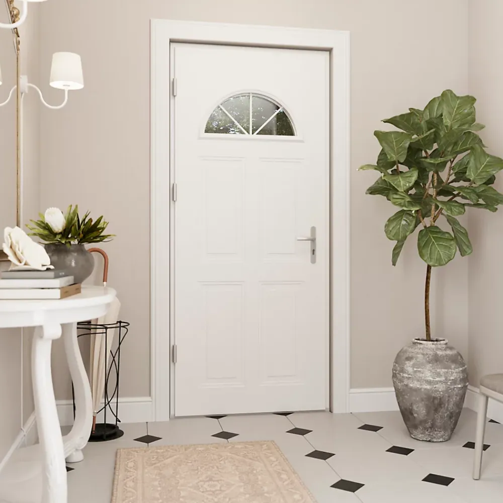 Fortia Porte d'entrée acier blanc RAL 9003 Isabela 96 x h.218 cm poussant droit- Porte D'Entrée