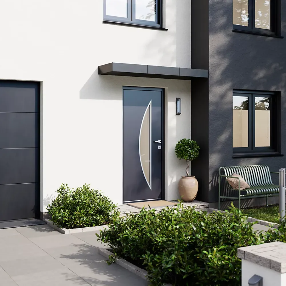 Fortia Porte d'entrée acier gris RAL 7016 Ricadi 96 x h.218 cm poussant gauche- Porte D'Entrée