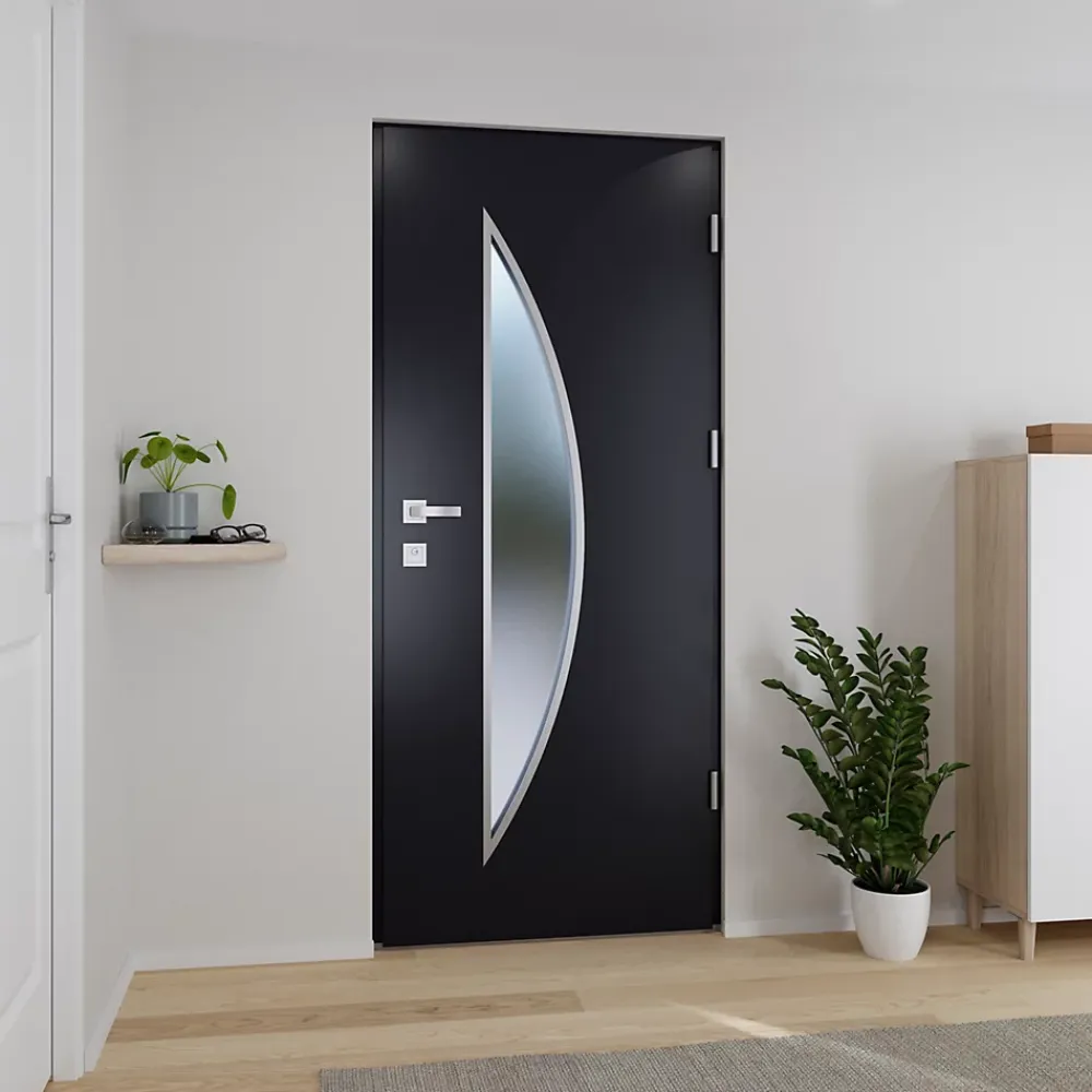 Fortia Porte d'entrée acier gris RAL 7016 Ricadi 96 x h.218 cm poussant gauche- Porte D'Entrée