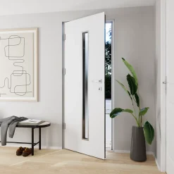 Fortia Porte D'Entrée<Porte d'entrée acier blanc RAL 9003 Pasni 96 x h.218 cm poussant droit