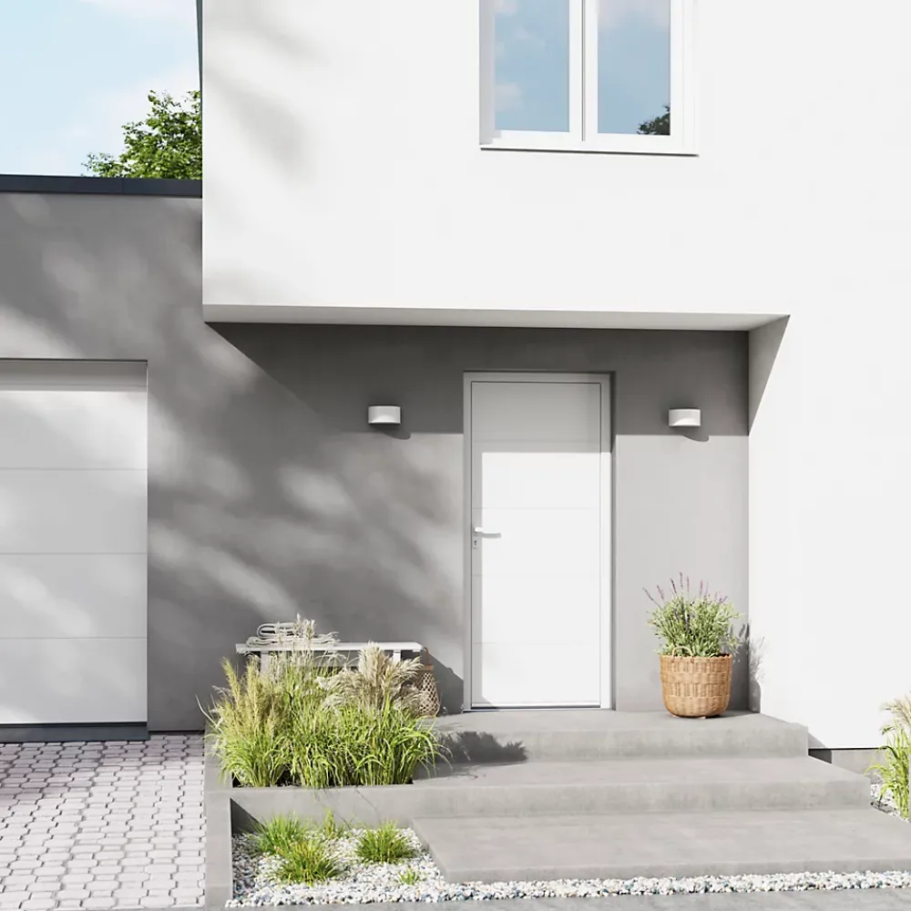Fortia Porte d'entrée alu blanc RAL 9003 Madryn 96 x h.218 cm poussant droit- Porte D'Entrée