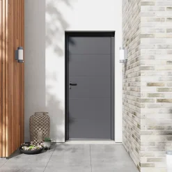 Fortia Porte D'Entrée<Porte d'entrée alu gris RAL 7021 Madryn 96 x h.218 cm poussant droit