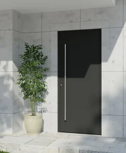 Fortia Porte d'entrée alu gris RAL 7021 Kapas 96 x h.218 cm poussant droit- Porte D'Entrée