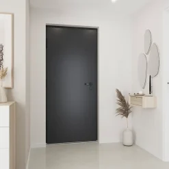 Fortia Porte d'entrée alu gris RAL 7021 Kapas 96 x h.218 cm poussant droit- Porte D'Entrée