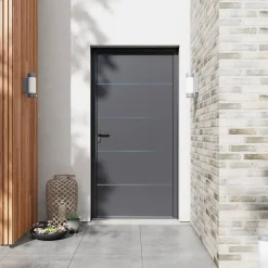 Fortia Porte D'Entrée<Porte d'entrée alu gris RAL 7021 Cecina 96 x h.218 cm poussant droit