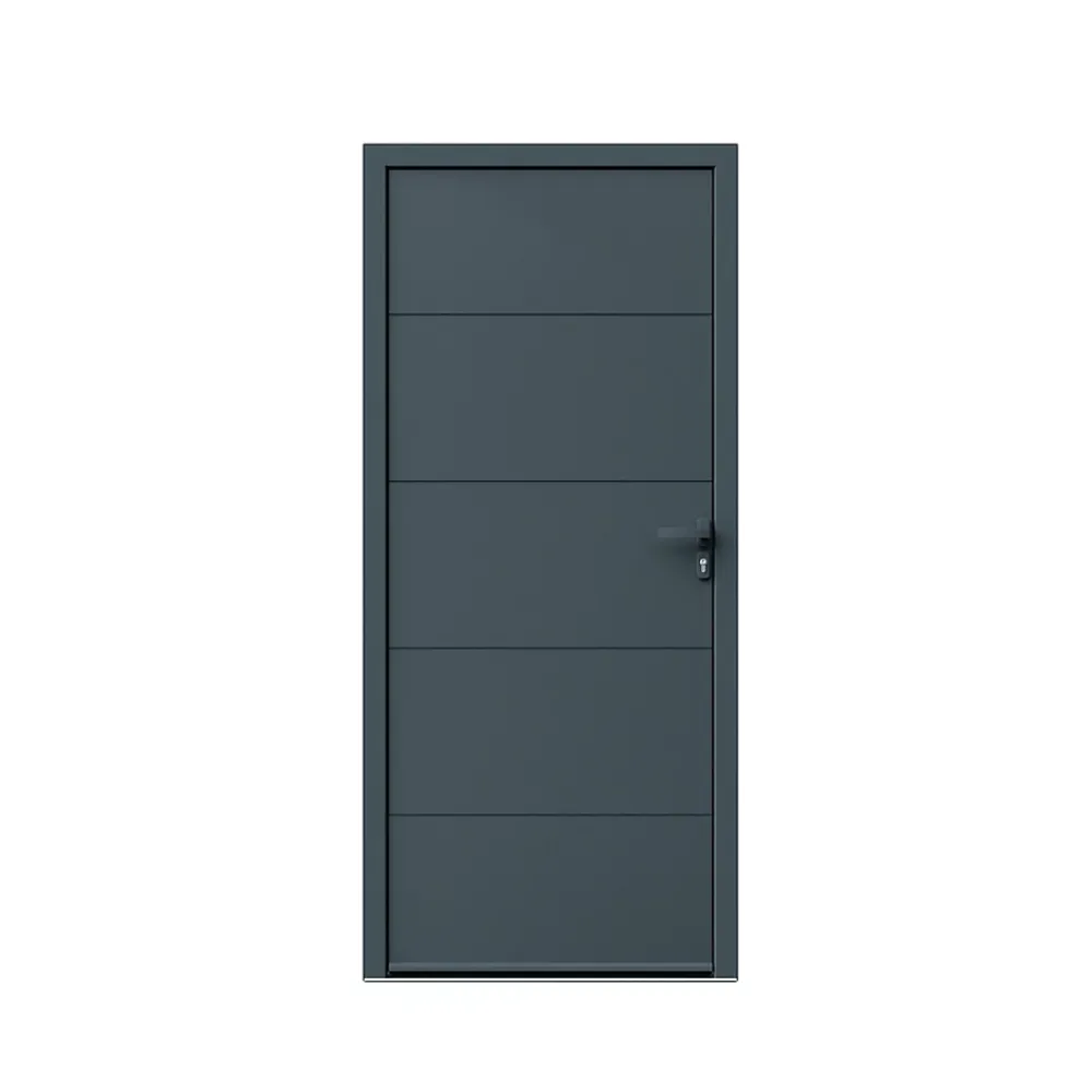Fortia Porte d'entrée alu gris RAL 7021 Madryn 96 x h.218 cm poussant gauche- Porte D'Entrée