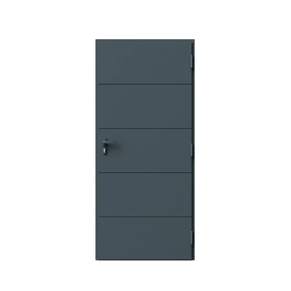 Fortia Porte d'entrée alu gris RAL 7021 Madryn 96 x h.218 cm poussant gauche- Porte D'Entrée
