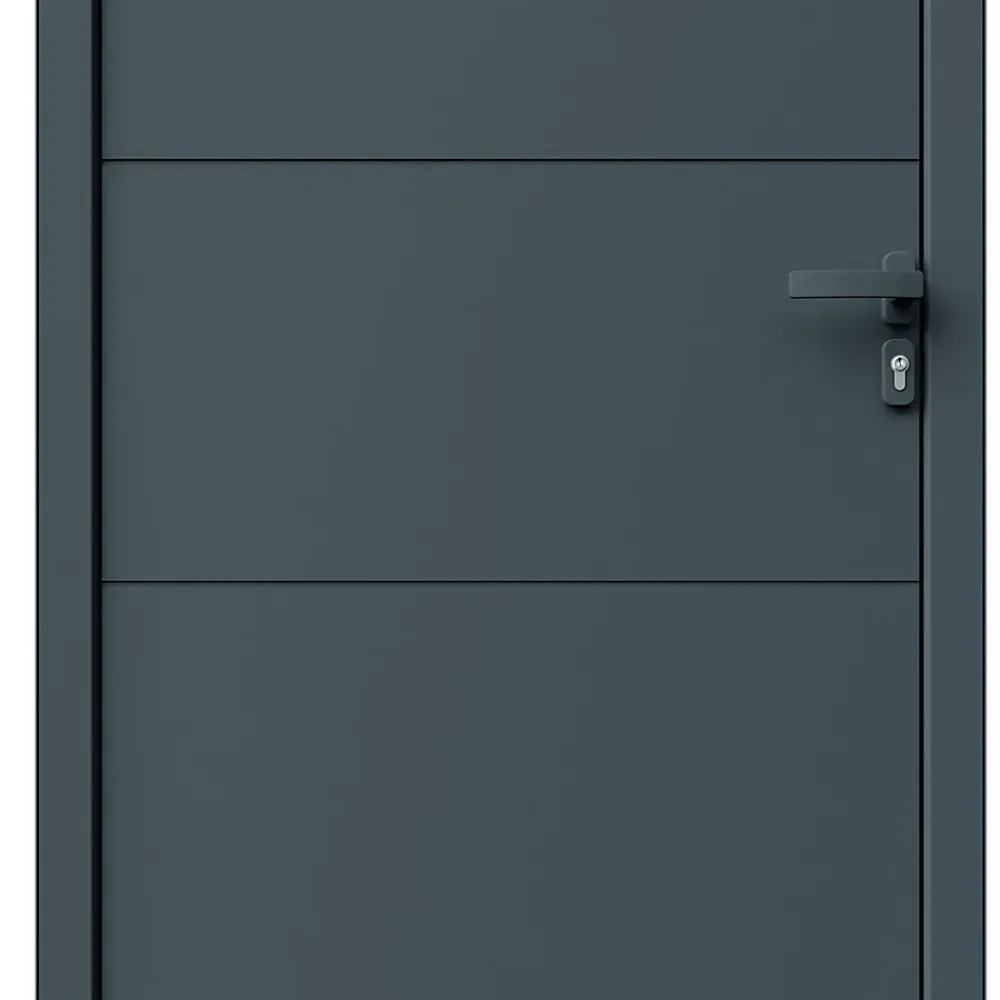 Fortia Porte d'entrée alu gris RAL 7021 Madryn 96 x h.218 cm poussant gauche- Porte D'Entrée
