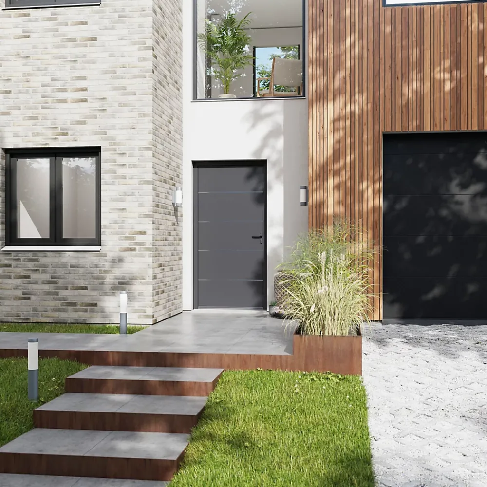 Fortia Porte D'Entrée<Porte d'entrée alu gris RAL 7021 Cecina 96 x h.218 cm poussant gauche