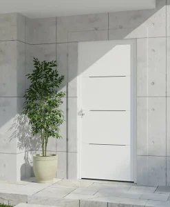 Fortia Porte D'Entrée<Porte d'entrée alu Leme blanc RAL 9003 96 x h.218 cm poussant droit