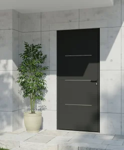 Fortia Porte D'Entrée<Porte d'entrée alu Leme gris RAL 7021 96 x h.218 cm poussant gauche