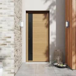 Fortia Porte d'entrée bois Sassel 98 x h.218 cm poussant droit- Porte D'Entrée
