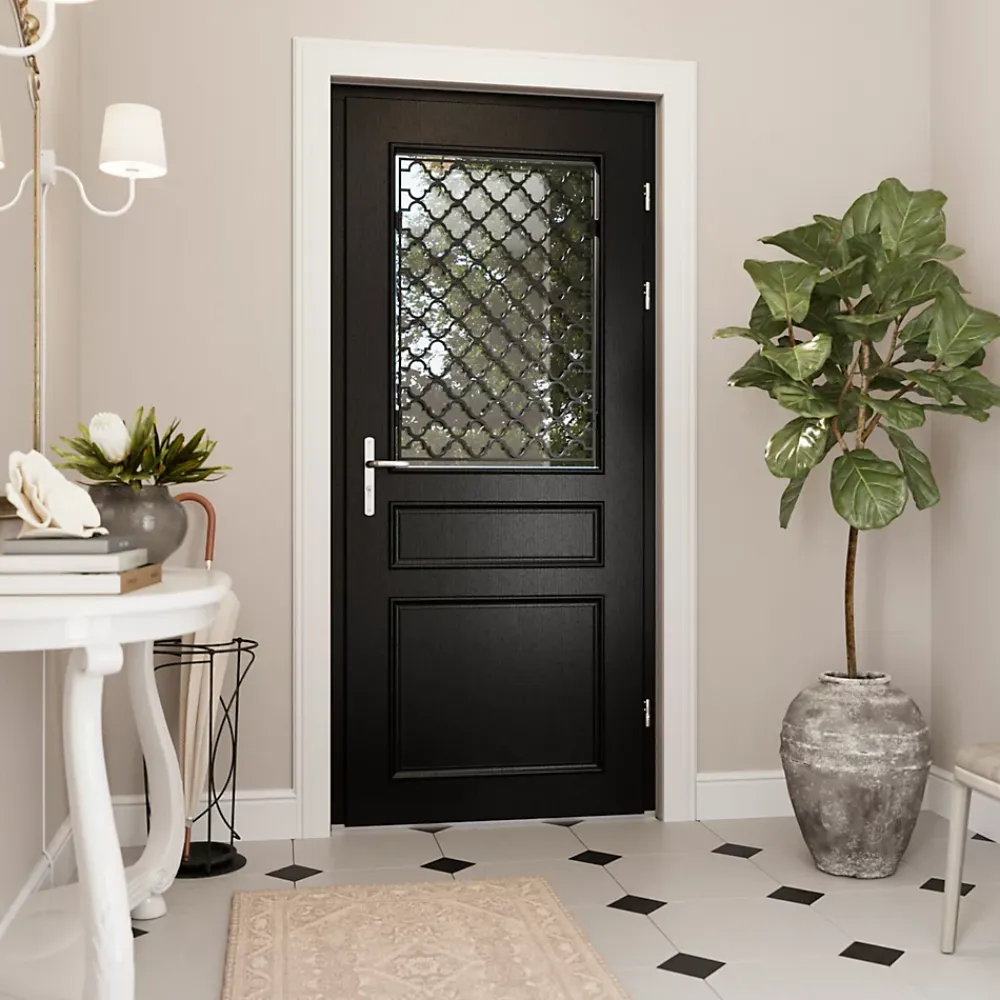 Fortia Porte d'entrée bois Bolata 98 x h.218 cm poussant gauche- Porte D'Entrée