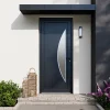 Fortia Porte d'entrée pvc anthracite RAL 7016 Hermoso 96 x h.218 cm poussant gauche- Porte D'Entrée