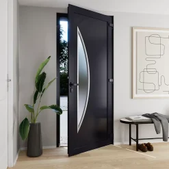 Fortia Porte d'entrée pvc anthracite RAL 7016 Hermoso 96 x h.218 cm poussant gauche- Porte D'Entrée