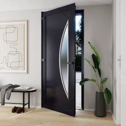 Fortia Porte d'entrée pvc anthracite RAL 7016 Hermoso 96 x h.218 cm poussant droit- Porte D'Entrée