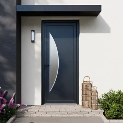 Fortia Porte d'entrée pvc anthracite RAL 7016 Hermoso 96 x h.218 cm poussant droit- Porte D'Entrée