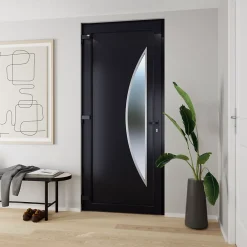Fortia Porte d'entrée pvc anthracite RAL 7016 Hermoso 96 x h.218 cm poussant droit- Porte D'Entrée