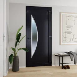 Fortia Porte d'entrée pvc anthracite RAL 7016 Hermoso 96 x h.218 cm poussant droit- Porte D'Entrée