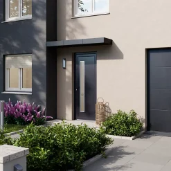 Fortia Porte d'entrée pvc anthracite RAL 7016 Gatteo 96 x h.218 cm poussant droit- Porte D'Entrée