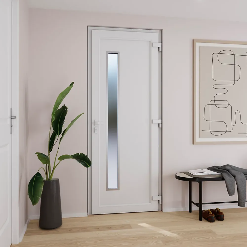 Fortia Porte D'Entrée<Porte d'entrée pvc blanc RAL 9003 Gatteo 96 x h.218 cm poussant gauche