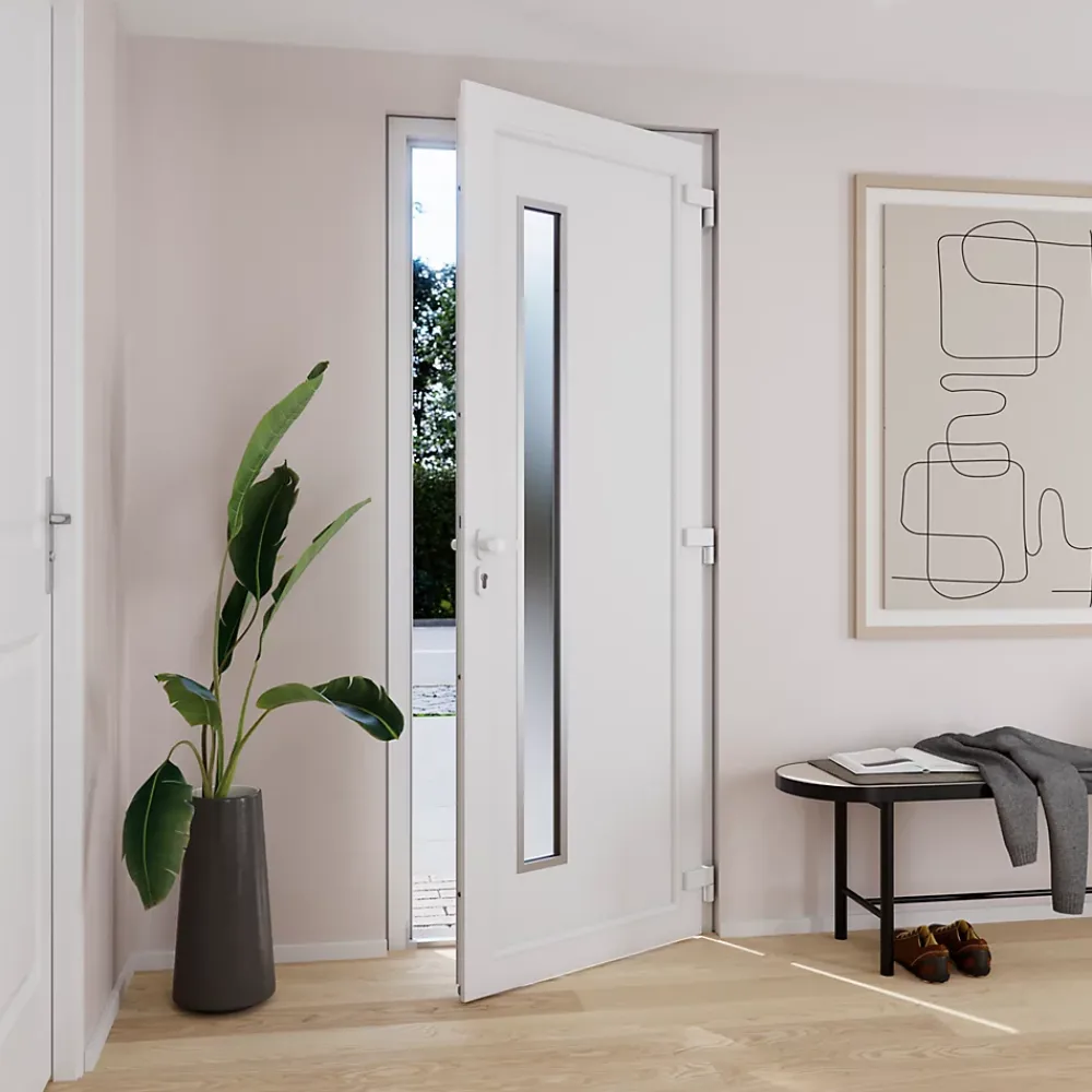 Fortia Porte D'Entrée<Porte d'entrée pvc blanc RAL 9003 Gatteo 96 x h.218 cm poussant gauche