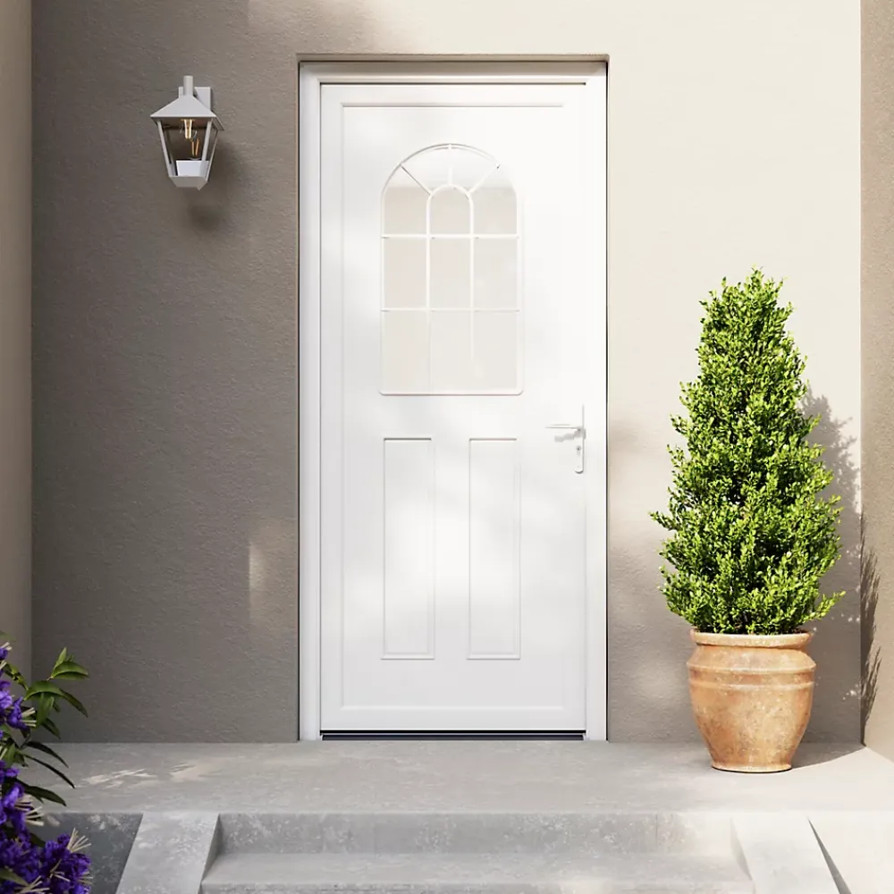 Fortia Porte d'entrée pvc blanc RAL 9003 Ameglia 97 x h.219 cm poussant gauche- Porte D'Entrée