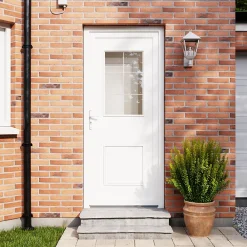 Fortia Porte d'entrée pvc blanc RAL 9003 Mindil 97 x h.219 cm poussant droit- Porte D'Entrée