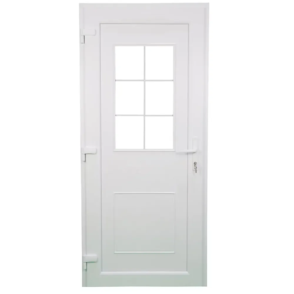 Fortia Porte d'entrée pvc blanc RAL 9003 Mindil 97 x h.219 cm poussant droit- Porte D'Entrée
