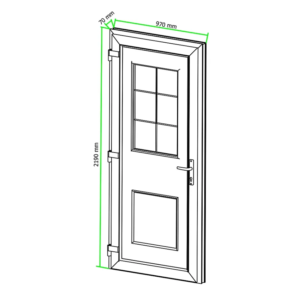 Fortia Porte d'entrée pvc blanc RAL 9003 Mindil 97 x h.219 cm poussant droit- Porte D'Entrée