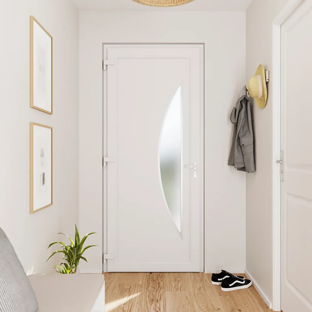 Fortia Porte D'Entrée<Porte d'entrée pvc blanc RAL 9003 Hermoso 98 x h.218 cm poussant droit