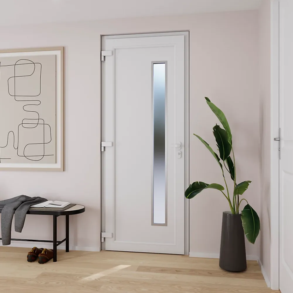 Fortia Porte D'Entrée<Porte d'entrée pvc blanc RAL 9003 Gatteo 96 x h.218 cm poussant droit