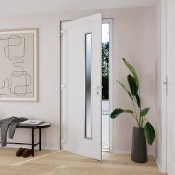 Fortia Porte D'Entrée<Porte d'entrée pvc blanc RAL 9003 Gatteo 96 x h.218 cm poussant droit