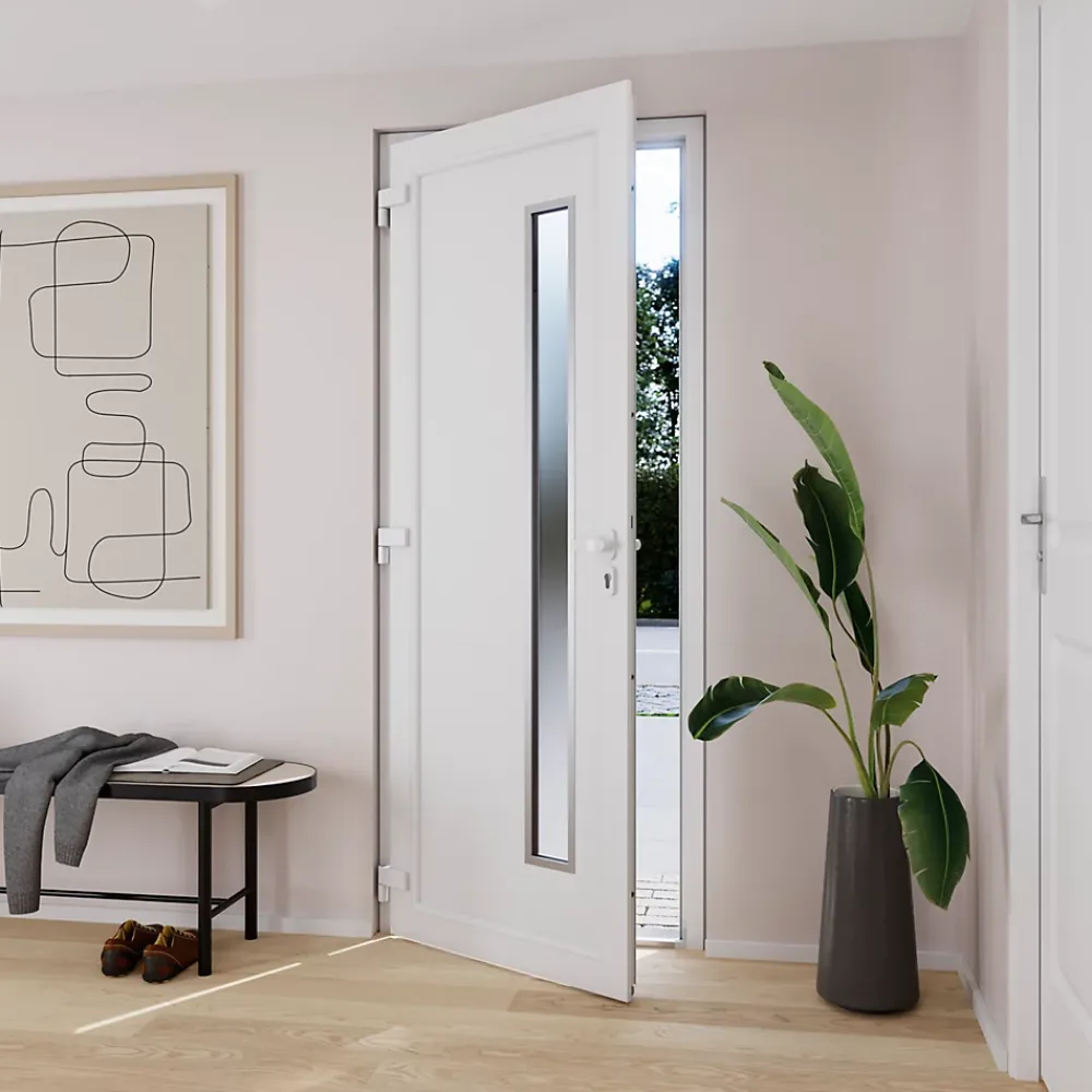 Fortia Porte D'Entrée<Porte d'entrée pvc blanc RAL 9003 Gatteo 96 x h.218 cm poussant droit