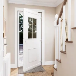 Fortia Porte d'entrée pvc blanc RAL 9003 Mindil 97 x h.219 cm poussant gauche- Porte D'Entrée