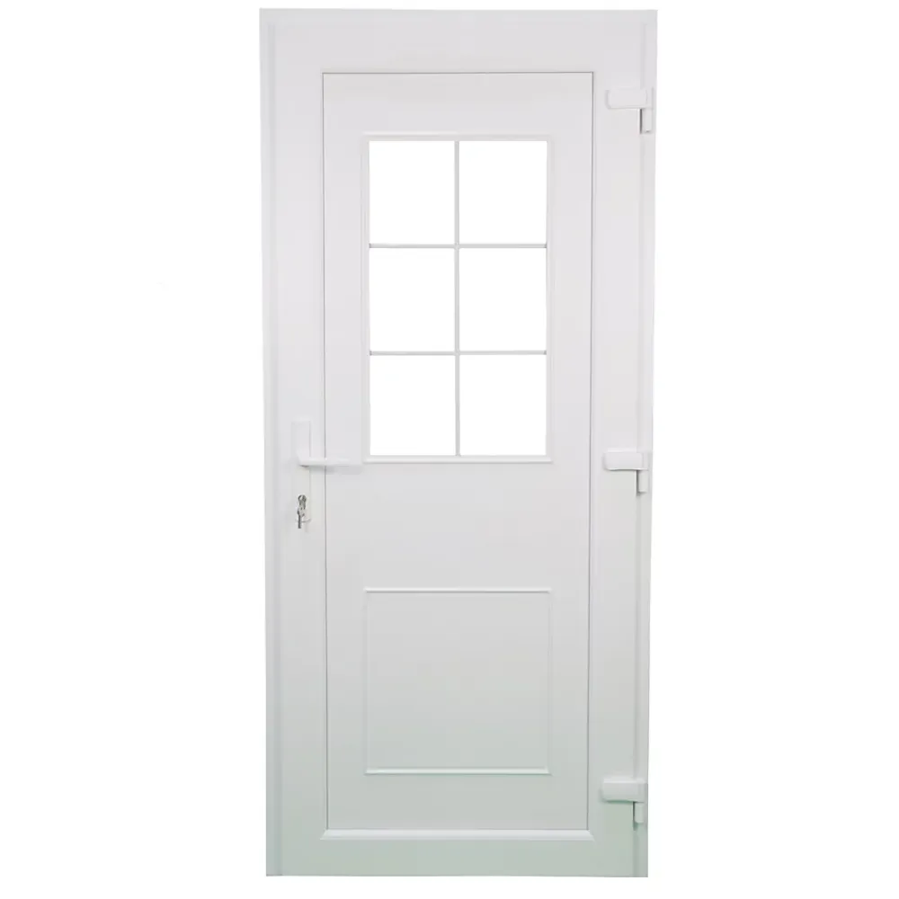 Fortia Porte d'entrée pvc blanc RAL 9003 Mindil 97 x h.219 cm poussant gauche- Porte D'Entrée