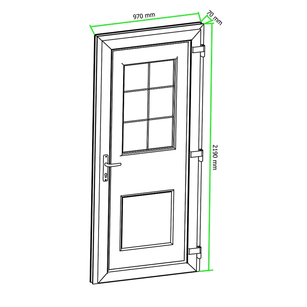 Fortia Porte d'entrée pvc blanc RAL 9003 Mindil 97 x h.219 cm poussant gauche- Porte D'Entrée