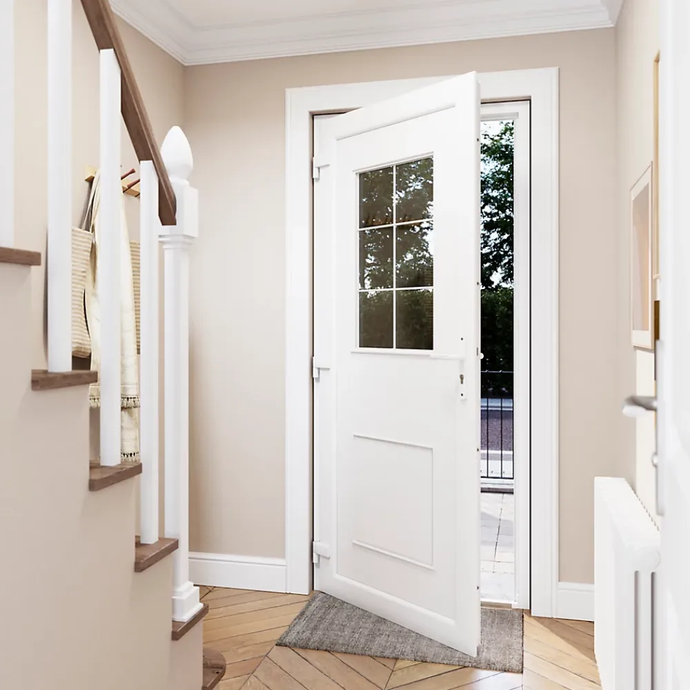Fortia Porte d'entrée pvc blanc RAL 9003 Mindil 97 x h.219 cm poussant gauche- Porte D'Entrée