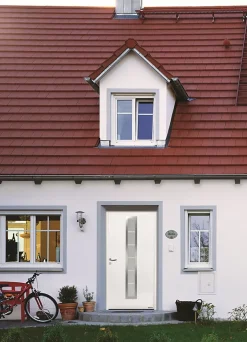 Hormann Porte d'entrée Hörmann acier galvanisé l.90 x h.215 cm poussant droit THP700B blanc ral 9016- Porte D'Entrée
