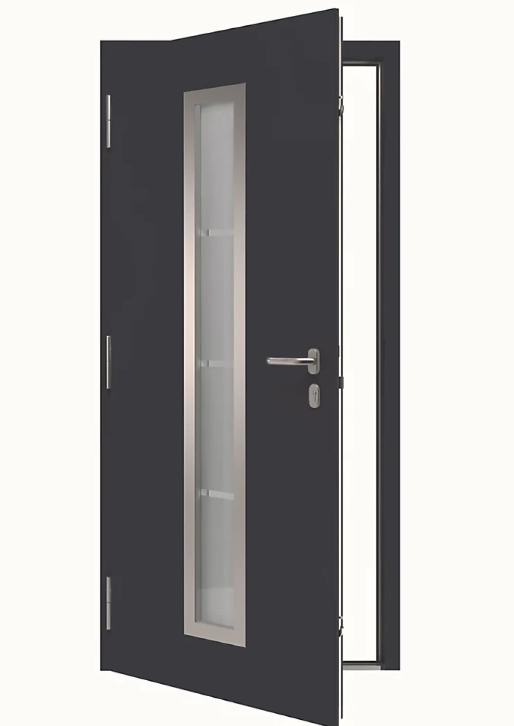Hormann Porte d'entrée Hörmann acier galvanisé l.90 x h.215 cm poussant droit THP700B gris anthracite ral 7016- Porte D'Entrée