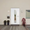 Hormann Porte d'entrée Hörmann acier galvanisé l.90 x h.215 cm poussant gauche THP700N blanc ral 9016- Porte D'Entrée