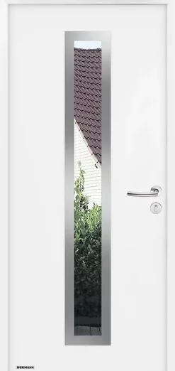 Hormann Porte d'entrée Hörmann acier galvanisé l.90 x h.215 cm poussant gauche THP700N blanc ral 9016- Porte D'Entrée